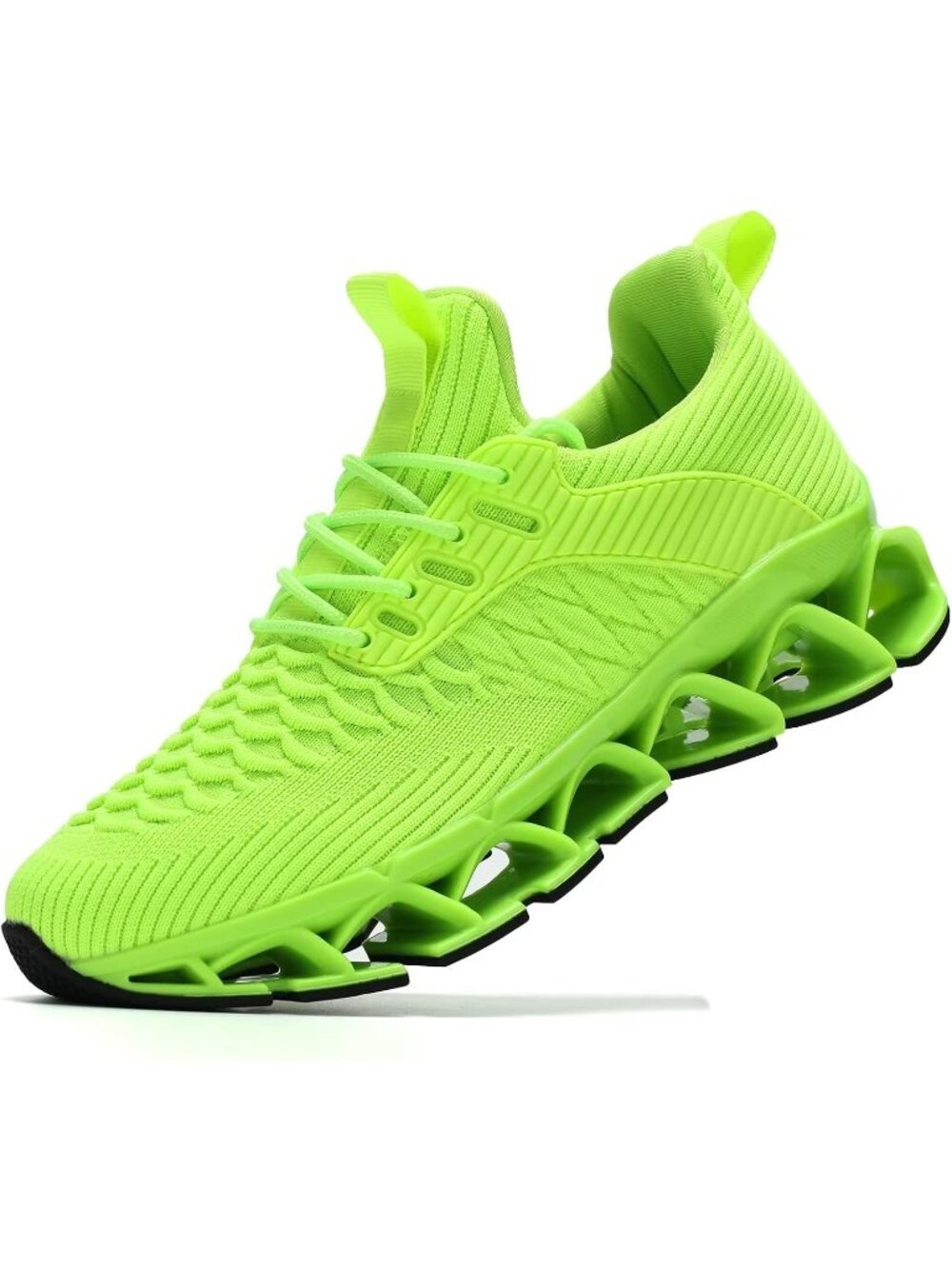 Womens Fluorescent Green Mesh Walking Running Shoes Casual Fashion Sneakers